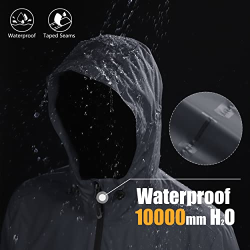 Image of 33,000ft Men's Rain Jacket Waterproof Cycling Running Packable Raincoat with Hood Lightweight Windbreaker with Mesh Lining