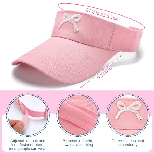 3 Pack Sombreros Visera de Sol con Lazo para Mujer miniatura 6