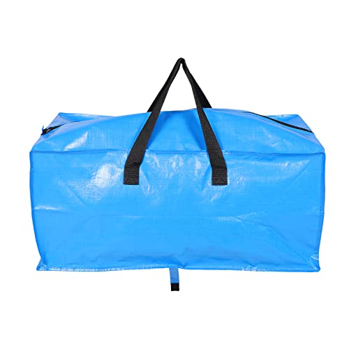 LOGOFUN PE Storage Bag Convenient Shopping Bag with Handles Large Tote Bag for Moving Travel Household Storing Supply: Blue 73x38x33cm