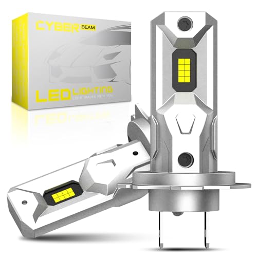 CYBERBEAM Bombilla H7 LED Coche   60W 20000LM 6500K Blanco Lamparas H7 LED Faro de Coche 1:1 Tamaño Kit de Conversión Halógena, Juego de 2
