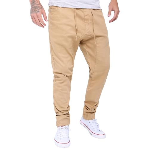 Men's Stretch Twill Jogger Pants – Drop Crotch, Drawstring, Lightweight Cargo for Hiking and Jogging Pants