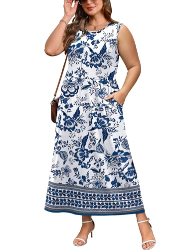 WIHOLL Summer Dresses for Women 2026 Maxi Dresses Long Flowy A Line Sleeveless Sundresses with Pockets - Image 5