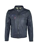 Gipsy Herren Lederjacke Pilotenjacke Channing NSLV Navy Blau Echtes Leder Stehkragen Gr. M - 3XL (M)