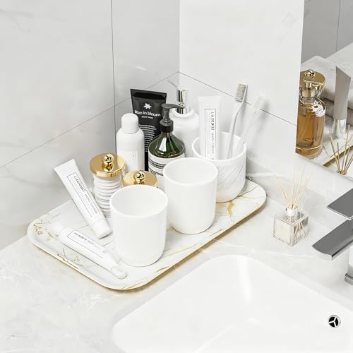 Weenson Bathroom Vanity Tray for Makeup Jewelry Candle Perfume Decor Toilet Tank, Serving Tray for Food Snacks, Kitchen Tray for Countertop Soap Dispenser Spice Coffee Nightstand11.8