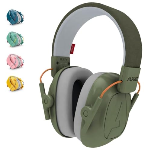 Alpine Muffy Casque Anti-Bruit : protection auditive pour enfants jusqu'à 16 ans - CE Certifié - Confortable et réglable - Prévient les troubles auditifs - Robuste et facile à ranger – Vert kaki