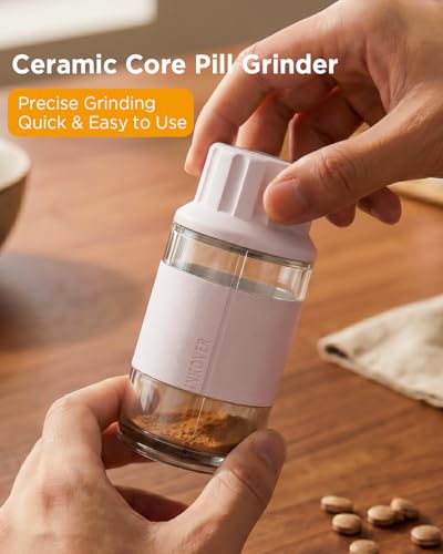 Image of GAONLY Ceramic Core Small Pill Crusher Fine Powder -Manual Pill Grinder for Elderly & Pets, Free Twist-to-Grinder for Arthritic Hands, Crushes Meds /Vitamins to Fine Powder (Pink)