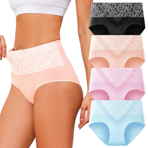 Image of MEIDAYAI Womens Underwear Cotton Tummy Control High Waisted Underwear Soft Breathable Full Coverage Panties Multipack