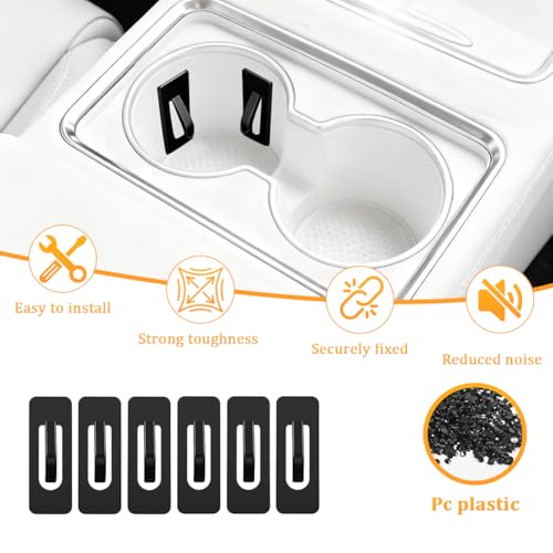Limitador Posición Portavasos para Auto 6 Piezas Negro miniatura 3