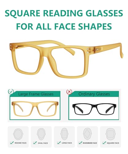 Image of Eyekepper 0.25 Reading Glasses Men, Readers for Women, 5 Pack Yellow | Stylish Mens Womens Cheaters,Large Fashion Reader Eyeglasses,All-Day Comfort Spring Hinges,Scratch Resistant for Work /Crafts
