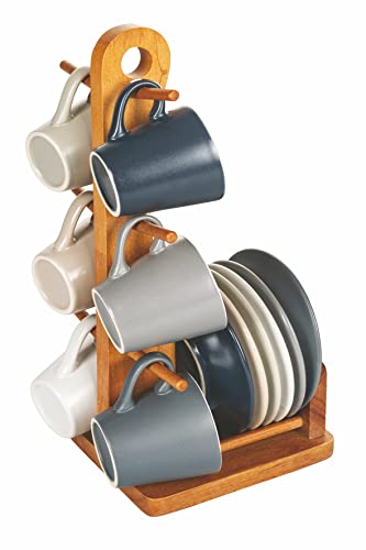 Toddmomy Becherhalter Aus Eisen, Goldfarben – Für 4 Tassen + Untertassen, Maße 21x17x15 Cm