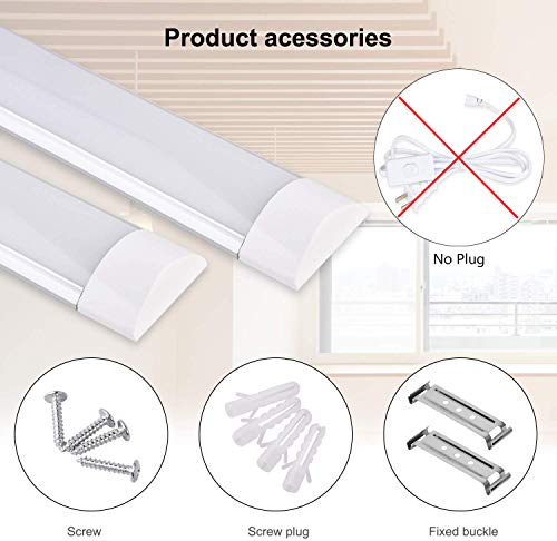 Image of Sararoom 10Pcs 2FT LED Shop Light Fixture 20W LED Wraparound Light, 2400lm,3200K Warm White, 60cm 23.6inch LED Garage Closet Light Ceiling Light for Office Home Basement, No Plug, No Ground Wire