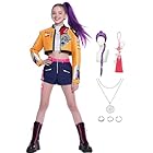 Girls Rumi Costume Kids and Wig Set, Complete Pop Singer Toddler Demon Hunters Rumi Cosplay for Halloween MA089-S