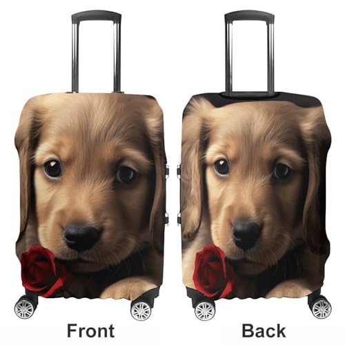 Cute Pet Dog Travel Luggage Cover Anti-scratch Suitcase Cover Elastic Suitcase Protective Cover Fits 19-32 Inch Luggage L3