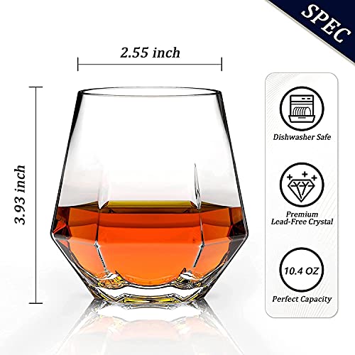 Image of 350ML European Crystal Whiskey Glasses Set of 2 pcs Bar Glass for Drinking Bourbon, Whisky, Scotch, Cocktails, Cognac- Old Fashioned Cocktail Tumblers (Crystal Set of 2)