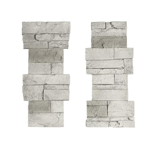 GenStone Faux Stacked Stone Pillar Panel 11.25\" x 24\" in Arctic Smoke Color for Do It Yourself Friendly Home Improvement Projects