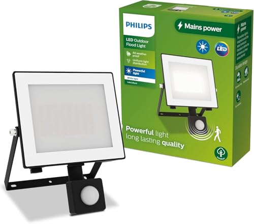 Philips Lois Projecteur Extérieur avec Capteur, 30 W, 3000 K, Noir