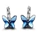 Brilla Gifts for Women Hoop Earrings Stud Fashion Jewelry with Swarovski Elements Crystal (Butterfly Dream/Heart Love/Periwinkle Flower)