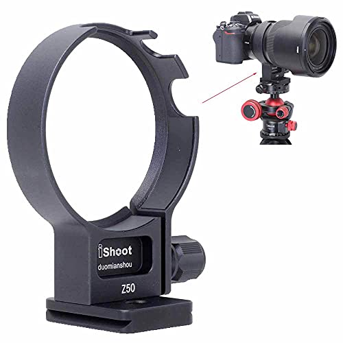 iShoot金属カメラリング式三脚座、 三脚マウントリング、レンズサポート襟、レンズブラケット襟、三脚ソケット, ニコン Nikon Z 50mm f/1.2 Sと互換性があります, ボトムは1/4 3/8 ネジ穴付きのクイックリリースプレート, ARCA