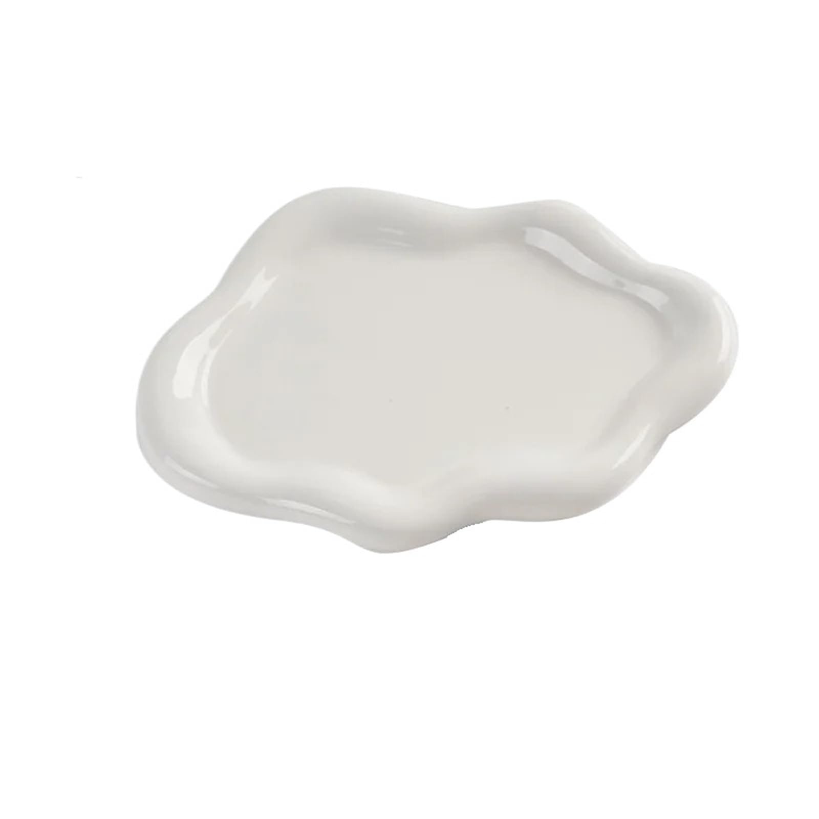 RRYPBOVG Ceramic Jewelry Dish Ceramic Plate Simple White/silver Household Dessert Jewelry Storage Cloud(White)