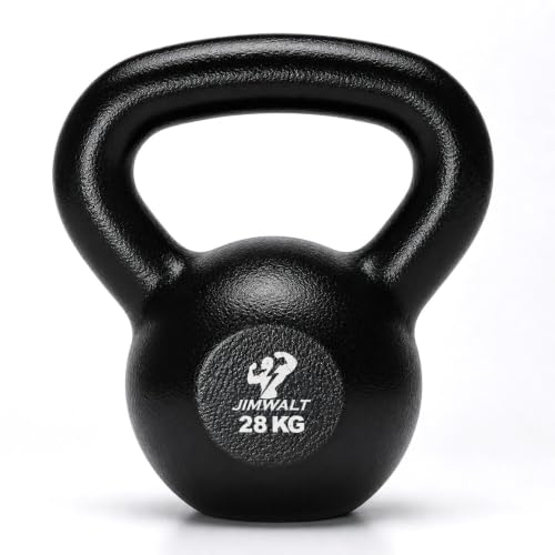 Image of Jimwalt Heavy Duty Enameled Cast Iron Kettlebell | Smooth Non-Slip Grip, Chip-Resistant Coating | Perfect for Strength Training & Home Gym (Enameled Coated 28KG)