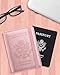 WALNEW Passport Holder for Travel, RFID Passport Cover Wallet for Women Men, PU Leather Passport Book Card Holder Case with Pen, Travelling Essentials for Flying