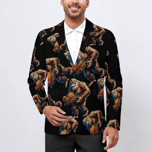 Bigfoot Turkey Food Men's Suits Dress Business Formal Suit Print Jackets Coat for Wedding Party2