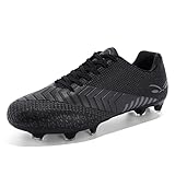 Men's Fashion Low Top Cleats Spike Soccer Football Shoes Non-Slip Outdoor Firmly Ground Turf Sports FG Athletic Baseball Lacrosse Rugby Combat Boots (Black,11)