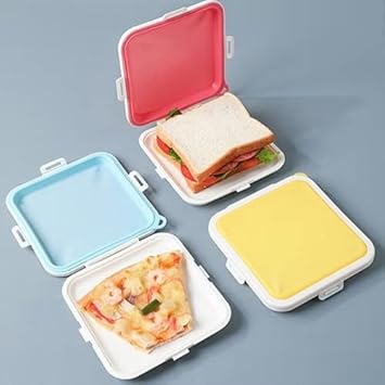 Sandwich Storage Box Reusable Silicone Lunch Box Food Storage Case Microwave Safe Lunch Box Food Container Sandwich Boxes