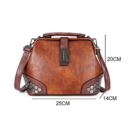 DieffematicDJB Bolso Mujer Bolsos de Damas Cadena de señoras Rivet Retro PU Cuero Crossbody Bolsa Bolso de Hombro Lady Doctor Bag Helch Bag (Color : Gray)