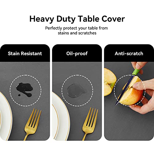 Image of Romanstile 100% Waterproof PVC Tablecloth, Rectangle Oil Spill Proof Stain Resistant Vinyl Table Cloth, Wipe Clean Plastic Table Covers for Kitchen /Dining /Parties - 60 x 84 Inch, Dark Grey
