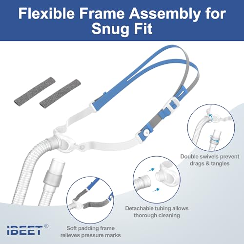 Image of Upgraded Frame Assembly for Airfit P10 with Strap & Short Tube - Quieter Seal, Enhanced Stability & Easy Adjustment, IBEET Replacement CPAP Supplies for P10 Nasal Pillow