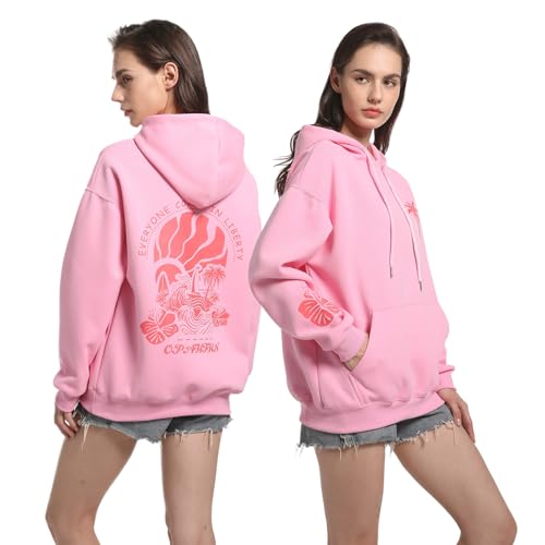 Pink Sailing boatpuff hoodie，girls Sailing boat puff，Oversized Cute Preppy Sweatshirt