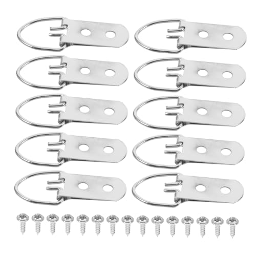 Image of 12Pcs Heavy Duty D Ring Picture Frame Hooks with Screws for Securely Hanging Artwork and Frames Reliable Wall Display Hardware for Paintings and Decor Enhancement