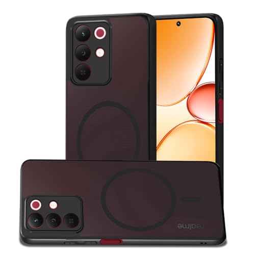 Image of AESTMO Realme 15X / C85 / Narzo 90X 5G Back Cover | 360 Protection | Matte Frosted Hard Back Translucent | Compatible with MagSafe Accessories (Magsaf Matte Case, MagSafe Matte Hard Black Bumber)