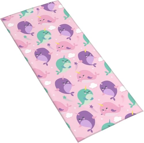 フェイスタオル 可愛いイッカクと雲 マイクロファイバー タオル 柔らか 肌に優しい 肌触りが良い ふわふわ 髪に優しい 通気 かわいい 抗菌防臭加工 瞬間吸水 速乾 耐久性 薄手 毛羽落ち少ない 業務用タオル