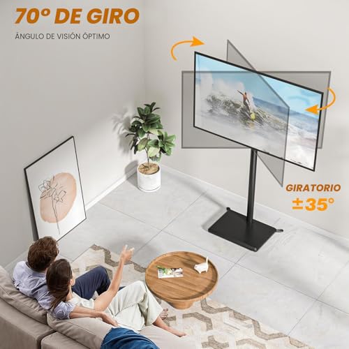 Miniatura 6 de Tvon Soporte De Piso Para Tv Para Televisores De 32 A 60 Pulgadas Soporte De Tv Alto Con Pies De Apoyo, Soporte De Tv Esquinero Delgado, Ajustable En Altura, Giratorio, Max Vesa 400x400mm Hasta 40kg