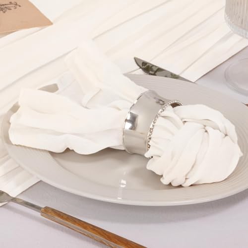 Image of MLMC 10 Pack Cheesecloth Napkins Wedding Napkins 21 inchx21 inch Boho Reusable Napkins in Bulk for Wedding Bridal Baby Shower Events Table Decor Ivory White
