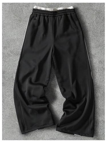 Men's 2 in 1 Wide Leg Baggy Sweatpants Y2k Drawstring Waist Track Pants with Pockets2