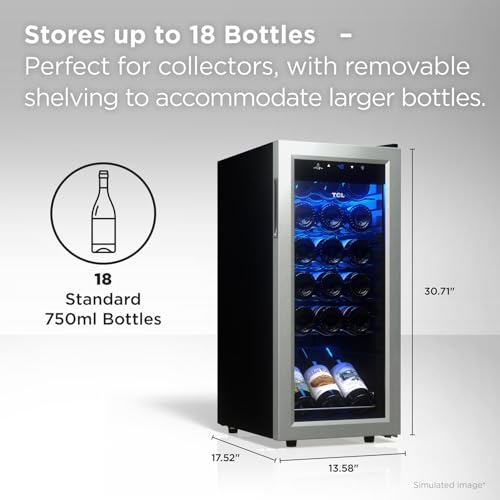 Image of TCL 18-Bottle Wine Cooler Mini Fridge with Glass Doors