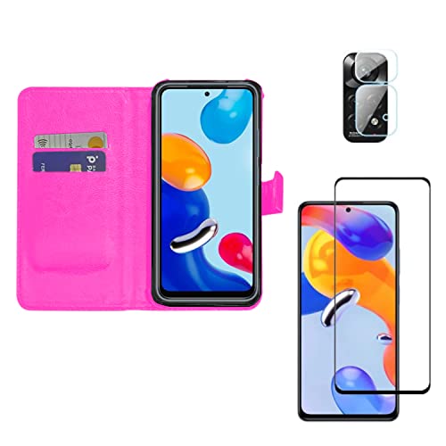 Kit Capa Carteira e Película De Vidro 3D 9D + Película da Câmera Compatível Para Xiaomi Redmi Note 1
