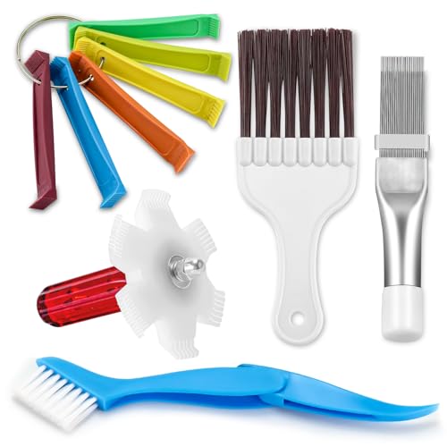 Cenipar 5PCS Air Conditioner Condenser Fin Comb Set Include FCR6 Fin Comb, Metal Radiator Fin Comb, Plastic Air Conditioner Fin Comb, Blue Folding Brush and Brown Brush Air Conditioner Fin