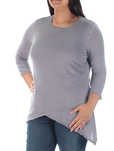 Calvin Klein Performance Women's Asymmetrical-Hem Heathered Top (XL, Quartz)
