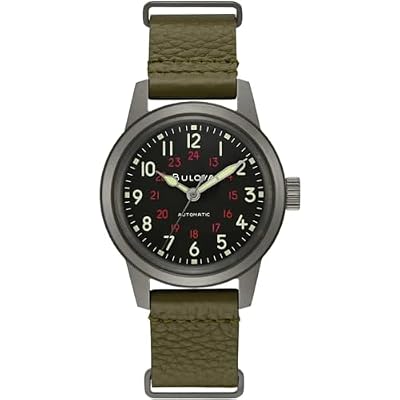 Bulova Orologio unisex analogico automatico con cinturino in vera pelle 98A255, cachi, cinghie