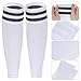 Dxhycc 3 Pairs Kids Striped Soccer Socks Athletic Soccer Leg Sleeves Socks for Youth Boys Girls Baseball Football Softball Rugby, White