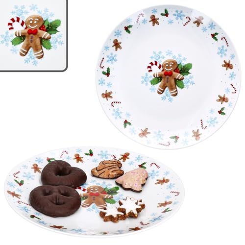 MamboCat 2er Set Gebäckteller Candyman I große Kuchenplatten aus Porzellan mit eisblauem Weihnachtsdekor I Servier-Teller für Plätzchen, Kuchen & Advent MamboCat 2er Set Gebäckteller Candyman I große Kuchenplatten aus Porzellan mit eisblauem Weihnachtsdekor I Servier-Teller für Plätzchen, Kuchen & Advent