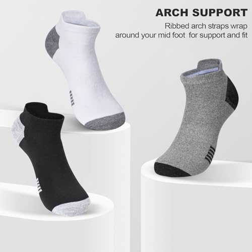 12 Pairs Men's Ankle Athletic Running Socks, Cushioned Wicking Anti-Blister Low Cut Sports Socks with Tab2
