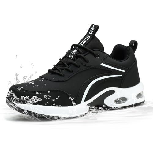 Women's Waterproof Steel Toe Work Safety Shoes, Non-Slip, Puncture-Proof, Comfortable, Lightweight, Fashion Footwear, Construction, Industrial Shoes