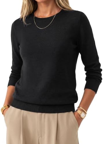 Arach&Cloz Women's 100% Merino Wool Long Sleeve Crew Neck Fall Wo...