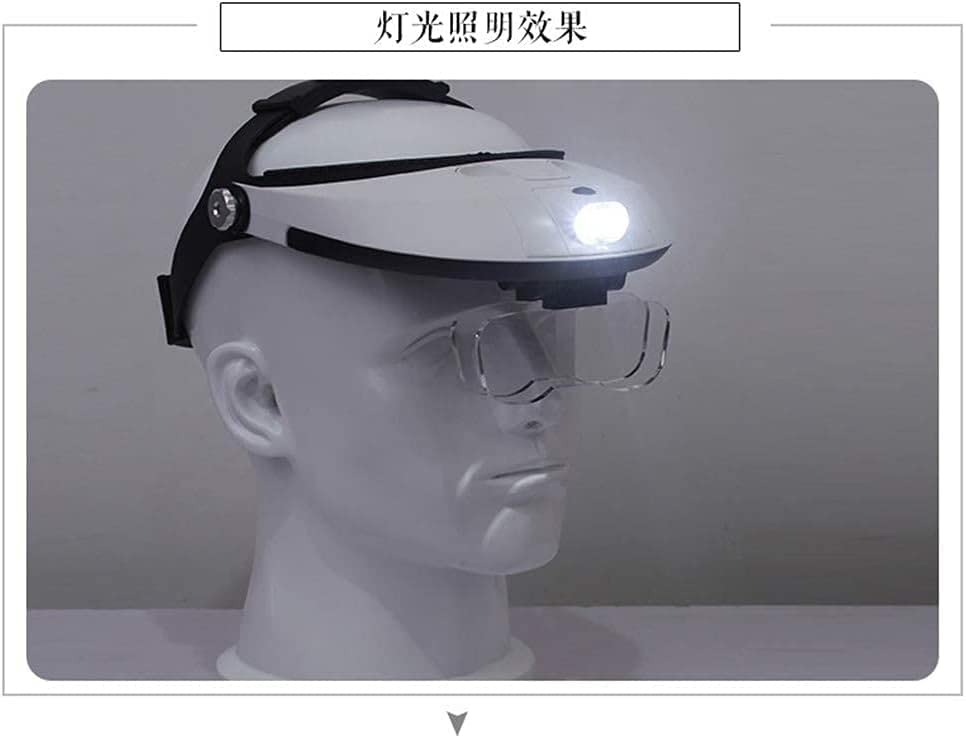 Lupa De Aumento, Lupa De Diadema con Doble Lente, Lámpara De Aumento para Lectura, Joyería, Relojería, Reparación Electrónica Y Trabajos De Precisión.