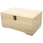 Rayher 62196000 Wooden Chest with Organiser Tray, DIY Keepsake Box with Lid, Plain Wood 28 x 18 x 13.5 cm